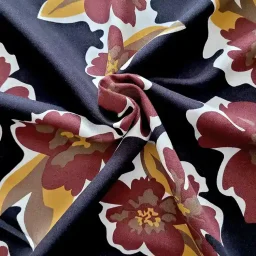 "Autumn Bouquet" 100% viscose print (midnight/russet/ochre)