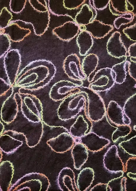 Dark brown embroidered linen mix - Image 2