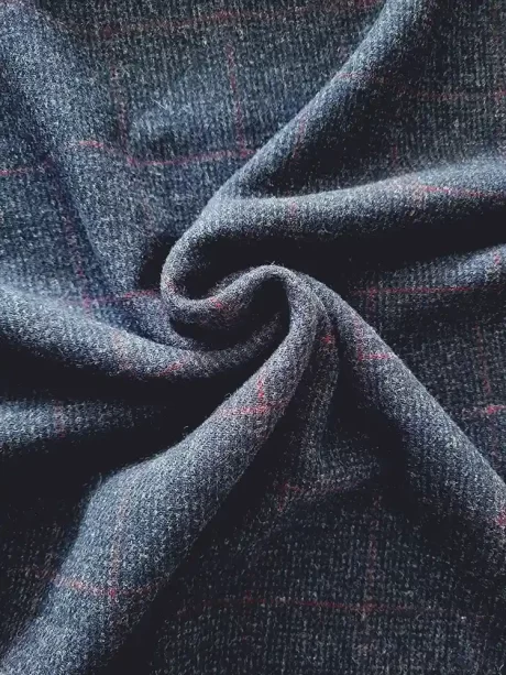 100% wool coating (navy/subtle wine check)