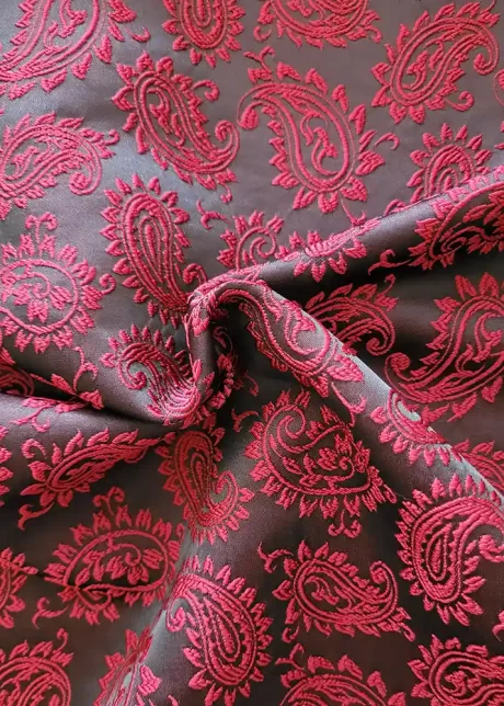 Polyester paisley jacquard (black/dark red)