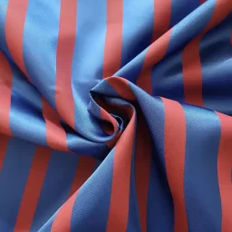 Royal blue/red stripe viscose satin lining (0.65m remnant)