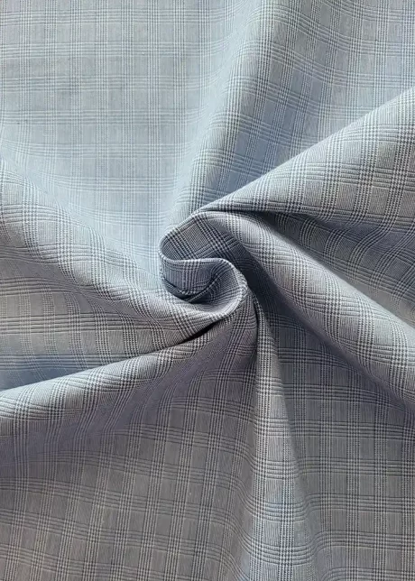 Sky blue yarn-dyed cotton plaid