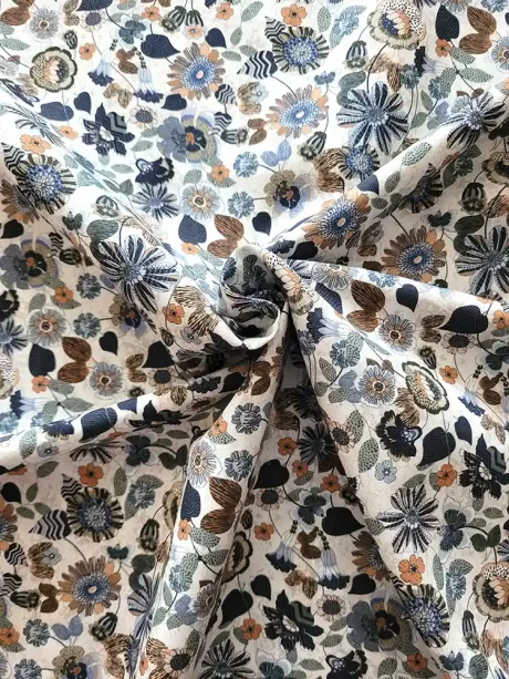 "Winter Garden" 100% cotton poplin print (greys/browns/ivory)