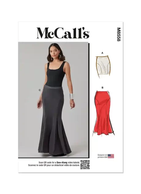 M8558 Misses' Knit Skirt in Three Lengths