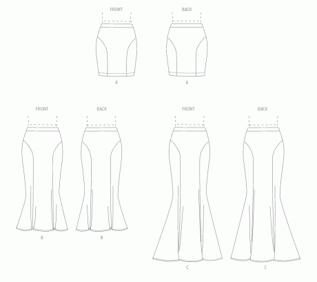 M8558 Misses' Knit Skirt in Three Lengths