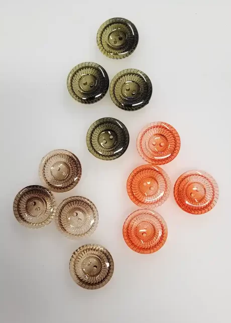 Retro cut-glass effect coat buttons (orange/beige/brown)