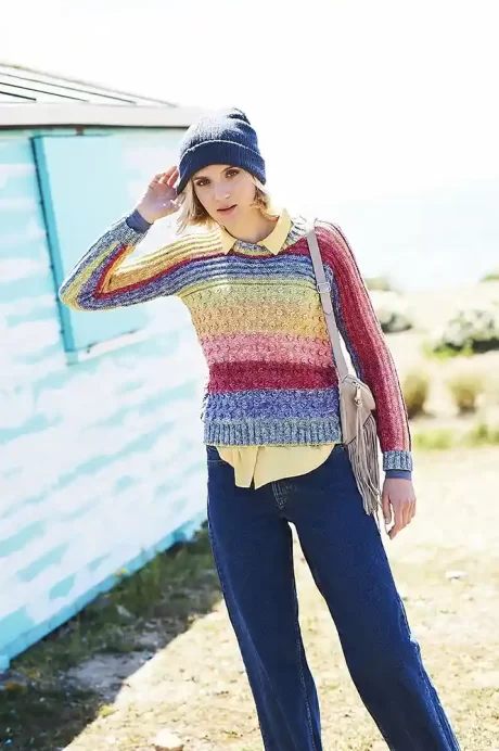 9676 Sweater, Cowl and Hat (Batik Swirl DK)