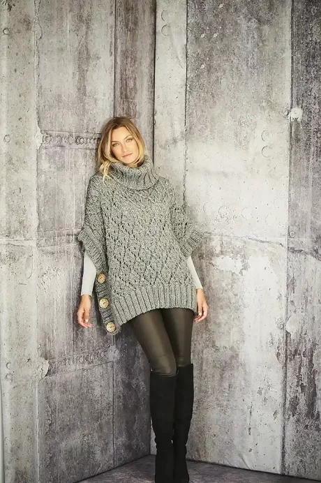 9807 Ladies Poncho and Sweater (Special XL Tweed) - Image 2