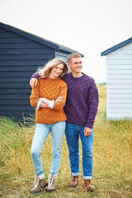 9950 Unisex crew-neck checker board sweater (Recreate Chunky)