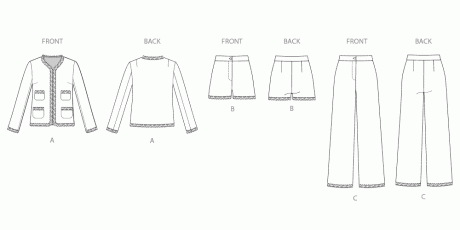 S3074 Misses' and Miss Petite Jacket, Shorts and Pants