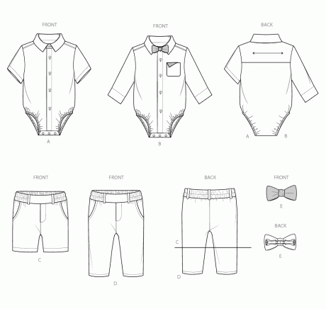 S3079  Babies' Bodysuits, Shorts and Pants
