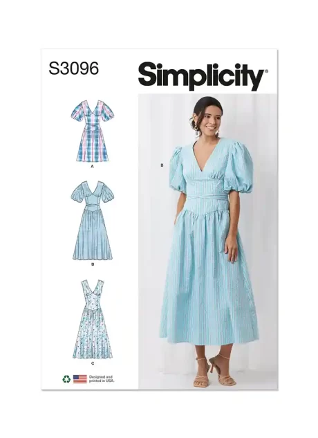 S3096 Misses' and Women's Dress with Length and Sleeve Variations
