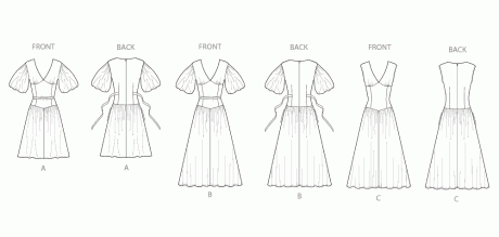 S3096 Misses' and Women's Dress with Length and Sleeve Variations