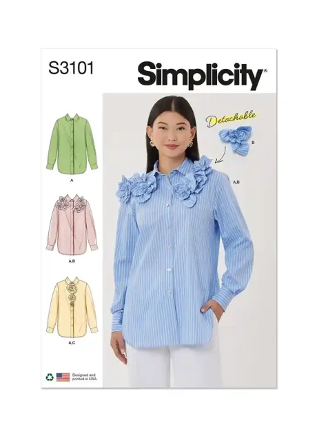 S3101 Misses' Shirt with Detachable 3D Flowers
