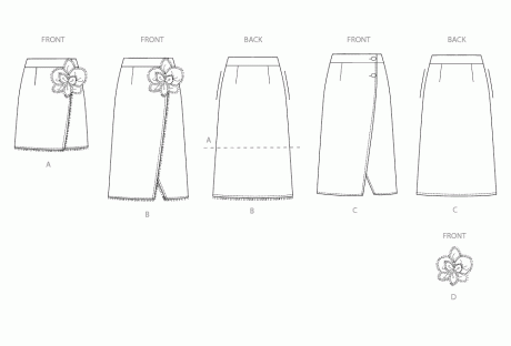 S3104 Misses' Wrap Skirts with Detachable 3D Flower