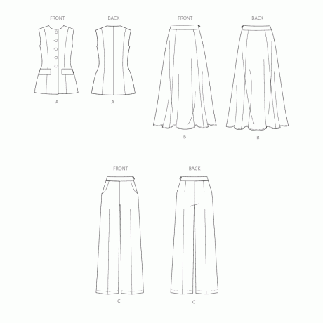 S3108 Misses' Vest, Skirt and Pants by American Sewing Guild