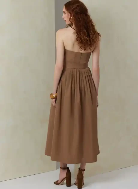 V2084 Misses' Dress with Belt and Overbodice
