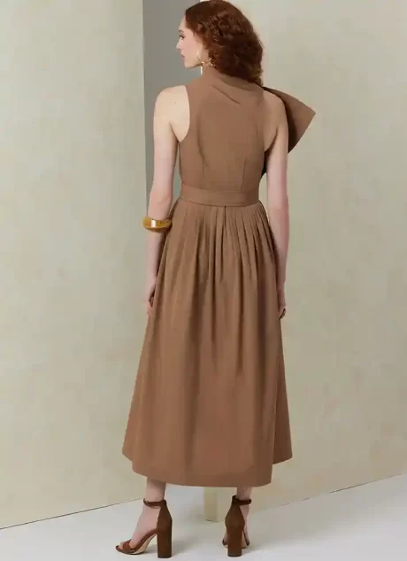 V2084 Misses' Dress with Belt and Overbodice