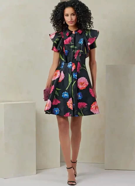 V2087 Misses' Dress with Sleeve and Length Variations