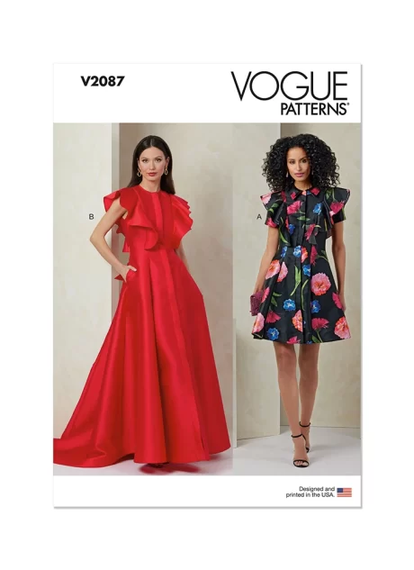 V2087 Misses' Dress with Sleeve and Length Variations
