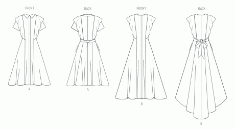 V2087 Misses' Dress with Sleeve and Length Variations