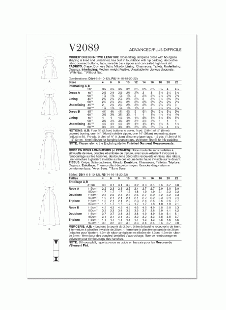 V2089 Misses' Dress in Two Lengths