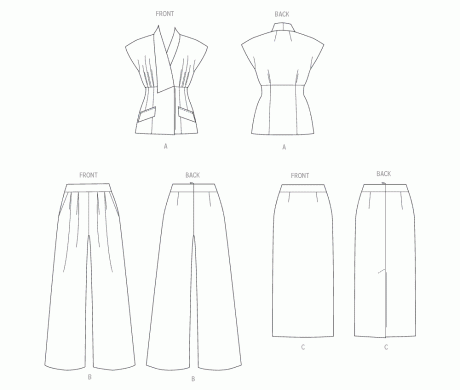 V2097 Misses' Top, Skirt and Pants