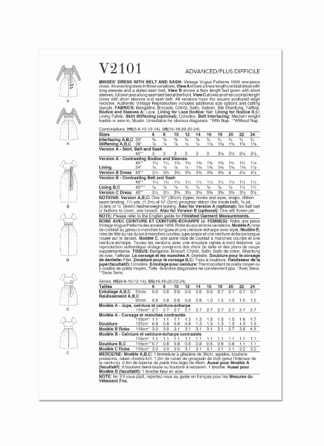 V2101 Misses' Dress with Belt and Sash