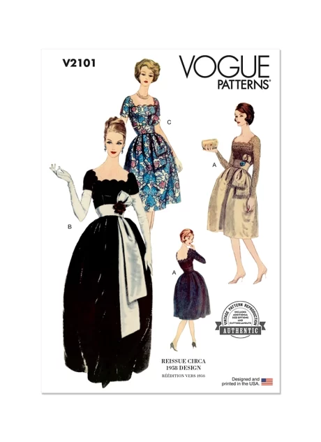 V2101 Misses' Dress with Belt and Sash