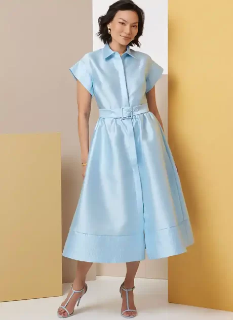 B7021 Misses' Dress with Belt, Sleeve and Length Variations