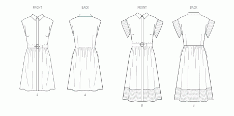 B7021 Misses' Dress with Belt, Sleeve and Length Variations