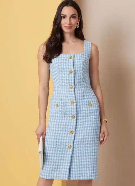 B7022 Misses' and Women's Dress in Two Lengths with Petite Lines