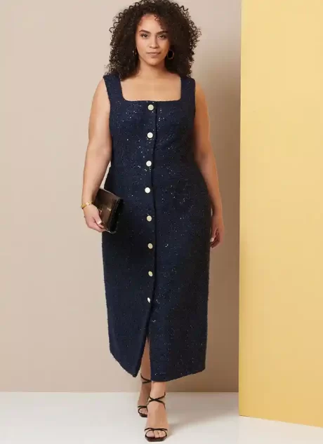 B7022 Misses' and Women's Dress in Two Lengths with Petite Lines