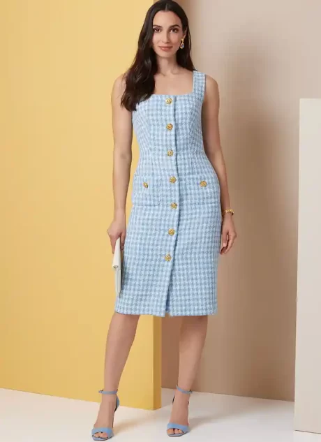 B7022 Misses' and Women's Dress in Two Lengths with Petite Lines