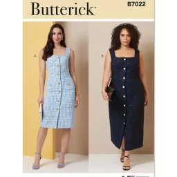 B7022 Misses' and Women's Dress in Two Lengths with Petite Lines