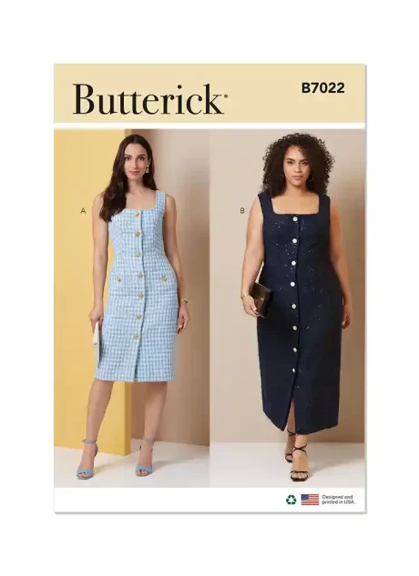 B7022 Misses' and Women's Dress in Two Lengths with Petite Lines