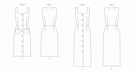 B7022 Misses' and Women's Dress in Two Lengths with Petite Lines