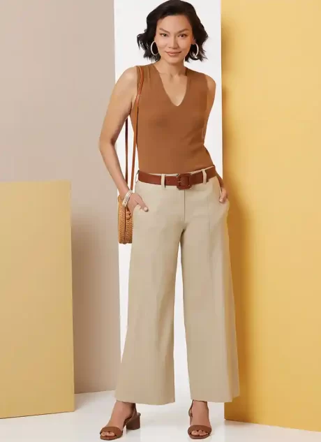 B7024 Misses' Pants in Two Lengths and Tie Belt