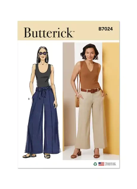 B7024 Misses' Pants in Two Lengths and Tie Belt