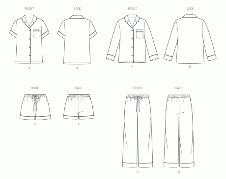 B7030 Girls' and Boys' and Adults' Shirts, Shorts and Pants