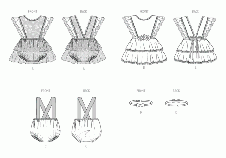 B7031 Babies' Rompers and Bow Tie