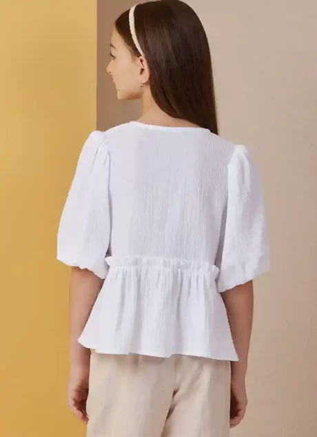 B7034 Girls' Top, Shorts, Pants and Sash
