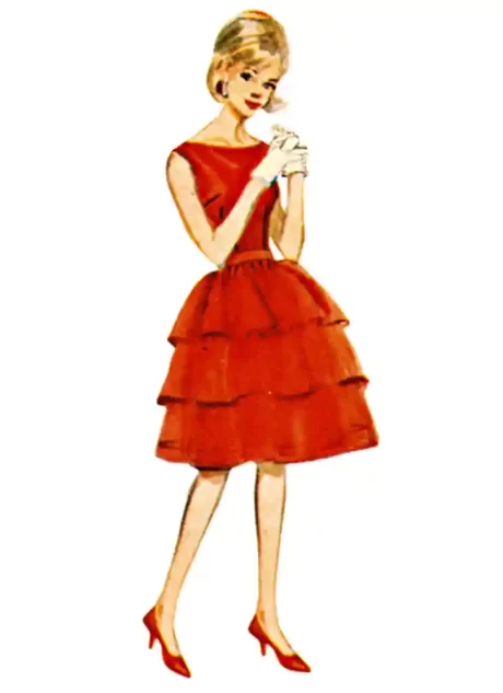 B7035 Misses' Dress, Jacket, Capelet and Overskirt