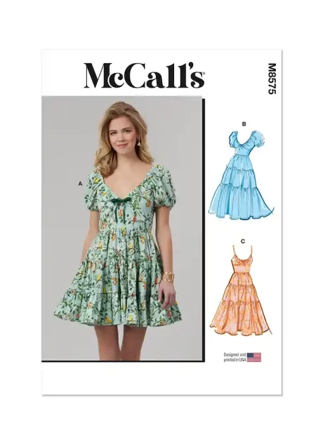 M8575 Misses' Dress with Sleeve and Length Variations