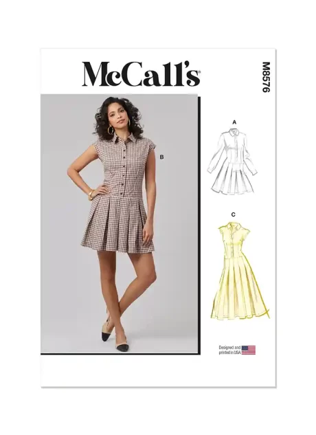 M8576 Misses' Dress with Sleeve and Length Variations