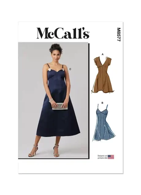 M8577 Misses' Dress with Sleeve and Length Variations