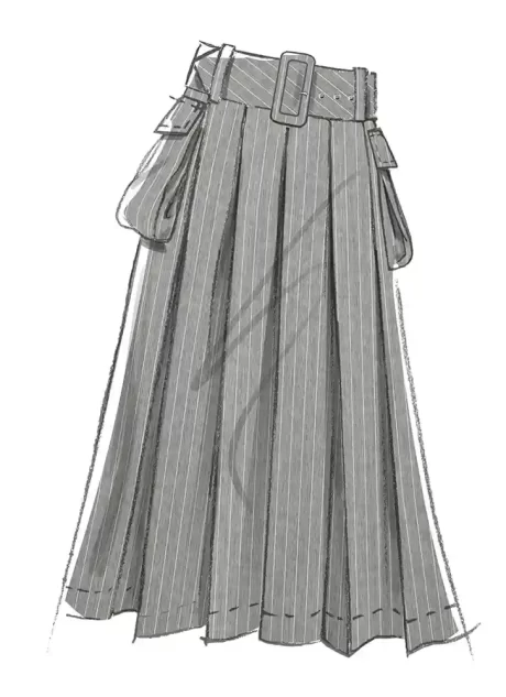 M8584 Misses' Skirt in two lengths and Belt