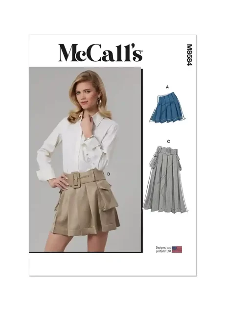 M8584 Misses' Skirt in two lengths and Belt