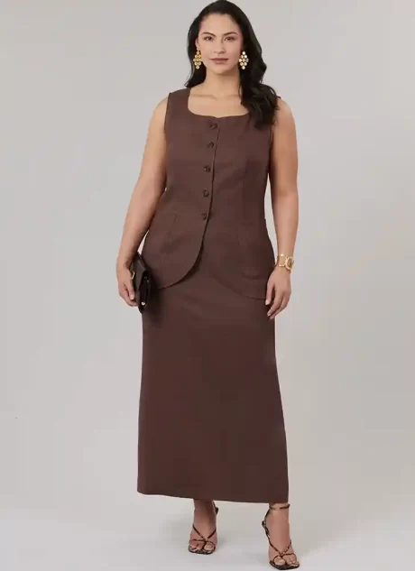 M8585 Misses' and Women's Top, Shorts and Skirt with Petite Lines