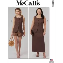 M8585 Misses' and Women's Top, Shorts and Skirt with Petite Lines